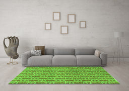 Machine Washable Abstract Green Contemporary Area Rugs in a Living Room,, wshcon287grn