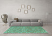 Machine Washable Abstract Turquoise Contemporary Area Rugs in a Living Room,, wshcon287turq