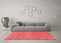 Machine Washable Abstract Red Contemporary Rug, wshcon287red