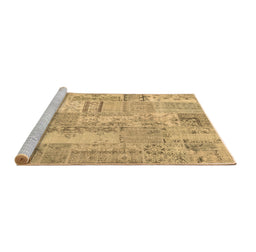 Sideview of Machine Washable Patchwork Brown Transitional Rug, wshcon2880brn