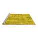 Sideview of Machine Washable Patchwork Yellow Transitional Rug, wshcon2880yw