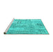 Sideview of Machine Washable Patchwork Turquoise Transitional Area Rugs, wshcon2880turq