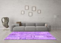 Machine Washable Patchwork Purple Transitional Rug, wshcon2880pur