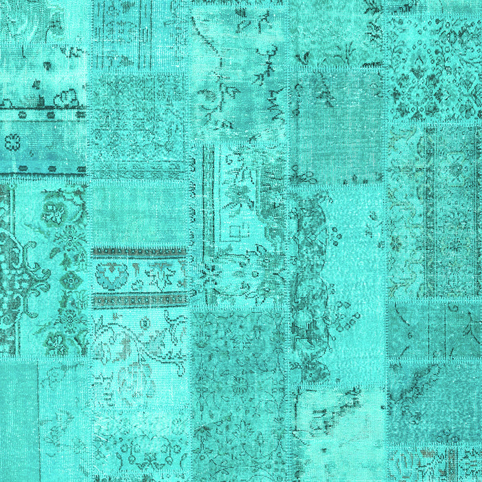 Machine Washable Patchwork Turquoise Transitional Area Rugs, wshcon2880turq