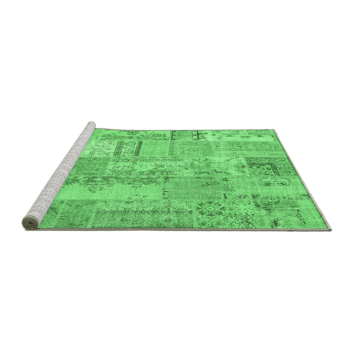 Sideview of Machine Washable Patchwork Emerald Green Transitional Area Rugs, wshcon2880emgrn