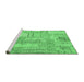 Sideview of Machine Washable Patchwork Emerald Green Transitional Area Rugs, wshcon2880emgrn