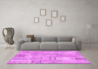 Machine Washable Patchwork Pink Transitional Rug, wshcon2880pnk