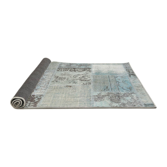 Thickness of Contemporary Gunmetal Gray Patchwork Rug, con2881