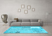 Machine Washable Patchwork Light Blue Transitional Rug in a Living Room, wshcon2881lblu