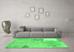 Machine Washable Patchwork Green Transitional Area Rugs in a Living Room,, wshcon2881grn