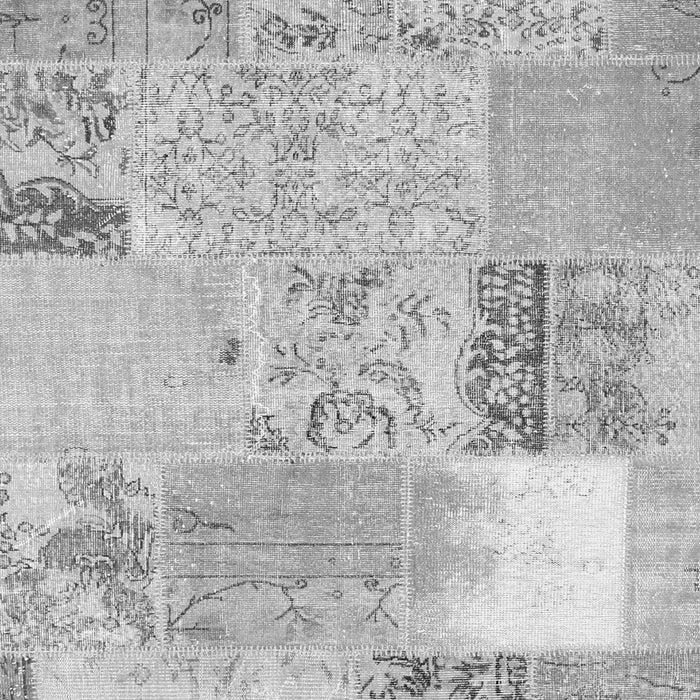 Round Machine Washable Patchwork Gray Transitional Rug, wshcon2881gry