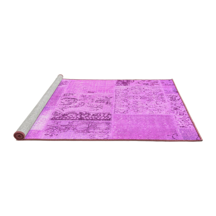 Sideview of Machine Washable Patchwork Pink Transitional Rug, wshcon2881pnk