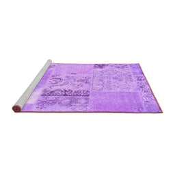 Sideview of Machine Washable Patchwork Purple Transitional Area Rugs, wshcon2881pur