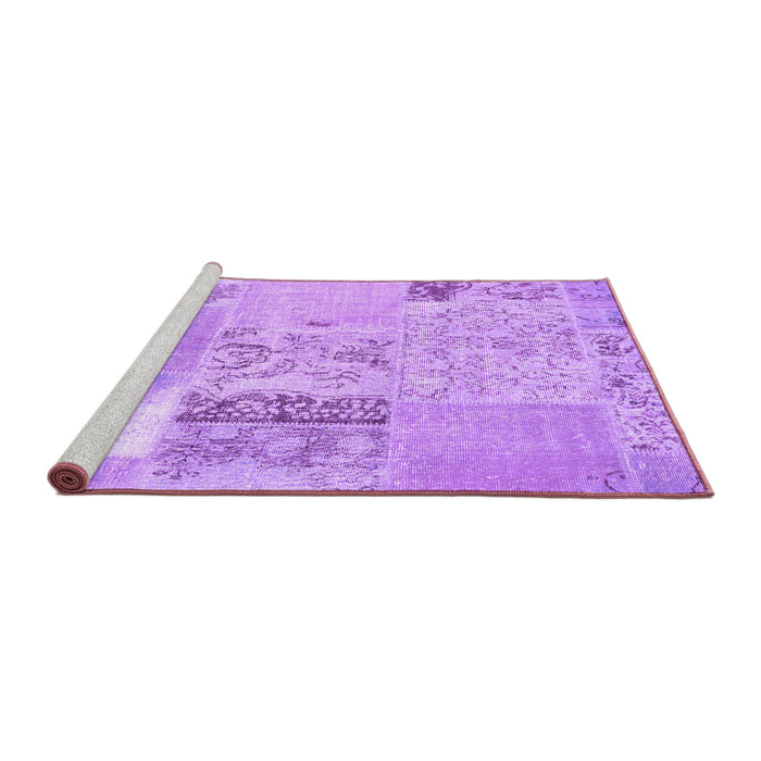 Sideview of Machine Washable Patchwork Purple Transitional Area Rugs, wshcon2881pur