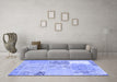 Machine Washable Patchwork Blue Transitional Rug in a Living Room, wshcon2881blu