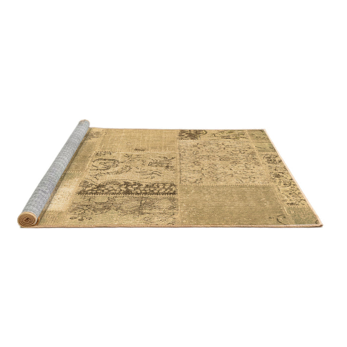 Sideview of Machine Washable Patchwork Brown Transitional Rug, wshcon2881brn