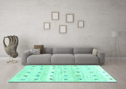 Machine Washable Solid Turquoise Modern Area Rugs in a Living Room,, wshcon2882turq