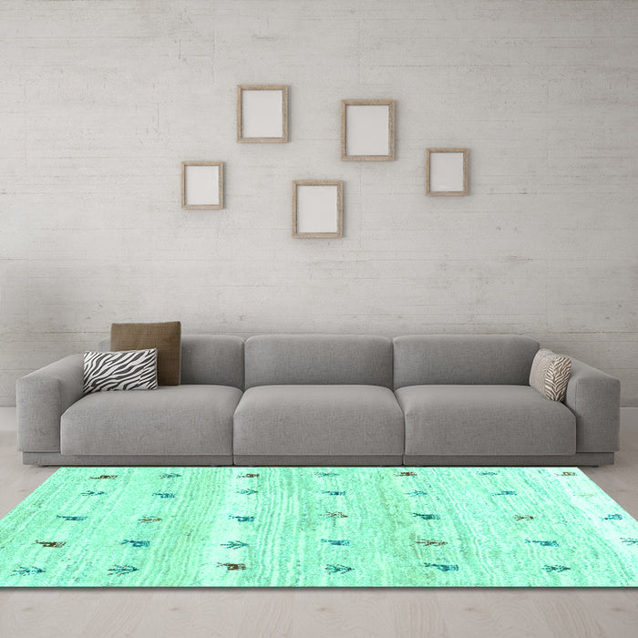 Machine Washable Solid Turquoise Modern Area Rugs in a Living Room,, wshcon2882turq
