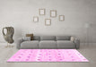 Machine Washable Solid Pink Modern Rug in a Living Room, wshcon2882pnk