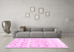 Machine Washable Solid Pink Modern Rug in a Living Room, wshcon2882pnk