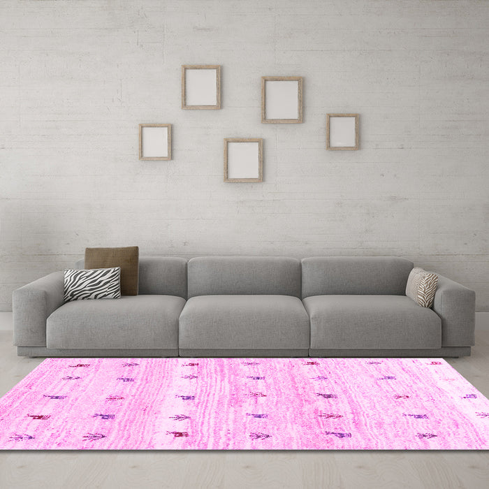 Machine Washable Solid Pink Modern Rug in a Living Room, wshcon2882pnk