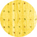 Round Machine Washable Solid Yellow Modern Rug, wshcon2882yw