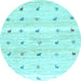 Round Solid Light Blue Modern Rug, con2882lblu