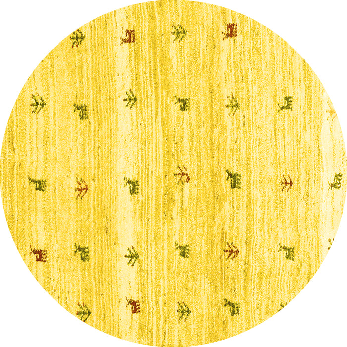 Round Solid Yellow Modern Rug, con2882yw