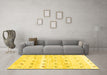 Machine Washable Solid Yellow Modern Rug in a Living Room, wshcon2882yw