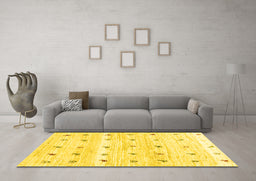 Machine Washable Solid Yellow Modern Rug in a Living Room, wshcon2882yw