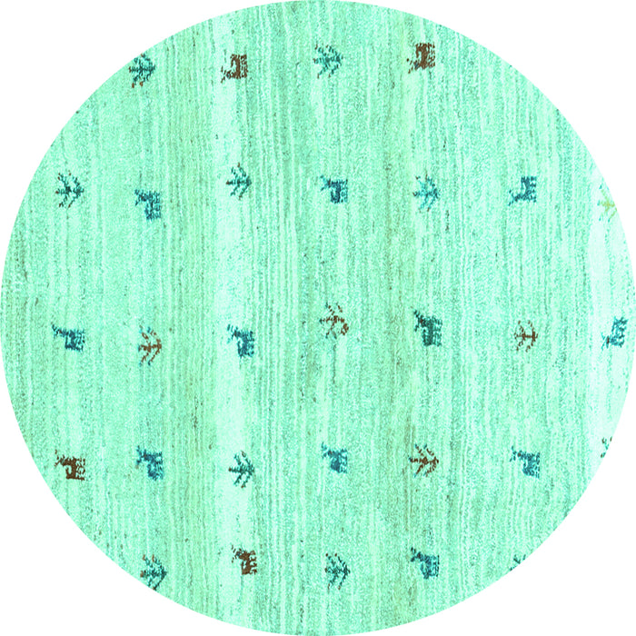 Round Machine Washable Solid Turquoise Modern Area Rugs, wshcon2882turq