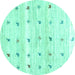 Round Solid Turquoise Modern Rug, con2882turq