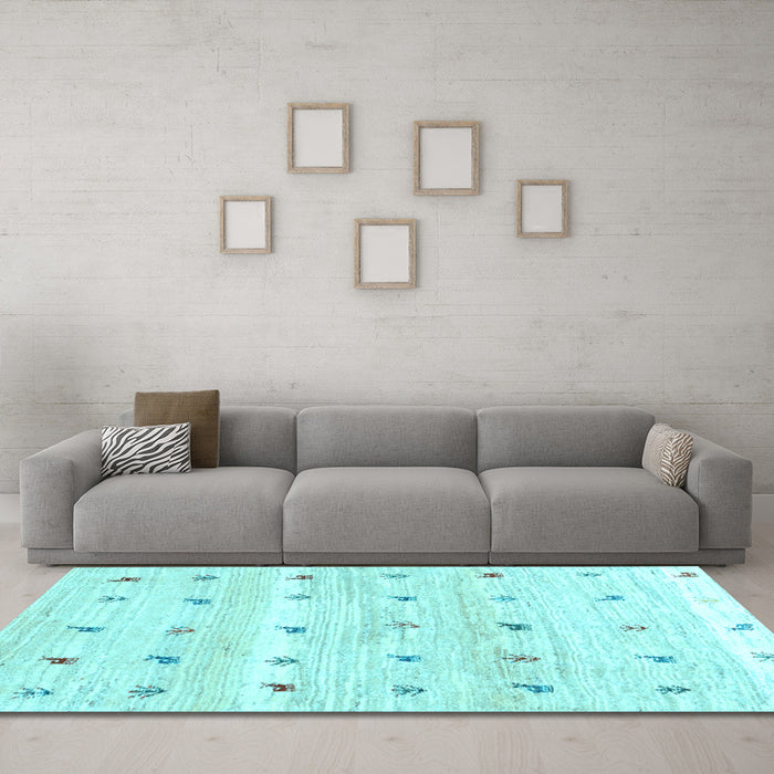 Machine Washable Solid Light Blue Modern Rug in a Living Room, wshcon2882lblu