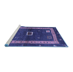 Sideview of Machine Washable Abstract Blue Contemporary Rug, wshcon2883blu