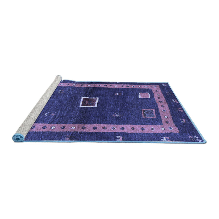 Sideview of Machine Washable Abstract Blue Contemporary Rug, wshcon2883blu