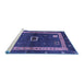 Sideview of Machine Washable Abstract Blue Contemporary Rug, wshcon2883blu