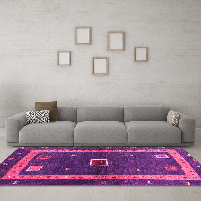 Machine Washable Abstract Pink Contemporary Rug in a Living Room, wshcon2883pnk