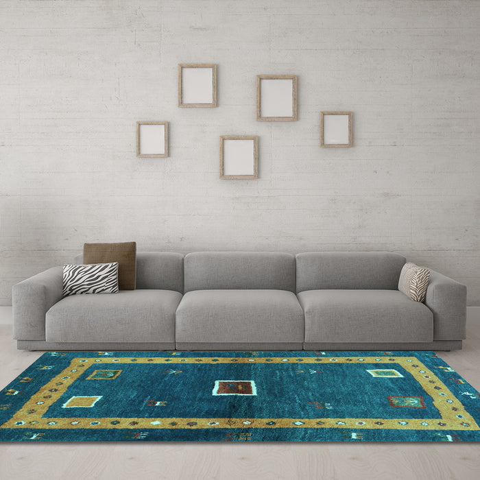 Machine Washable Abstract Light Blue Contemporary Rug in a Living Room, wshcon2883lblu