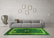 Machine Washable Abstract Green Contemporary Area Rugs in a Living Room,, wshcon2883grn