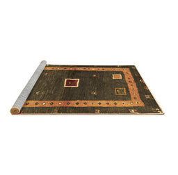 Sideview of Machine Washable Abstract Brown Contemporary Rug, wshcon2883brn