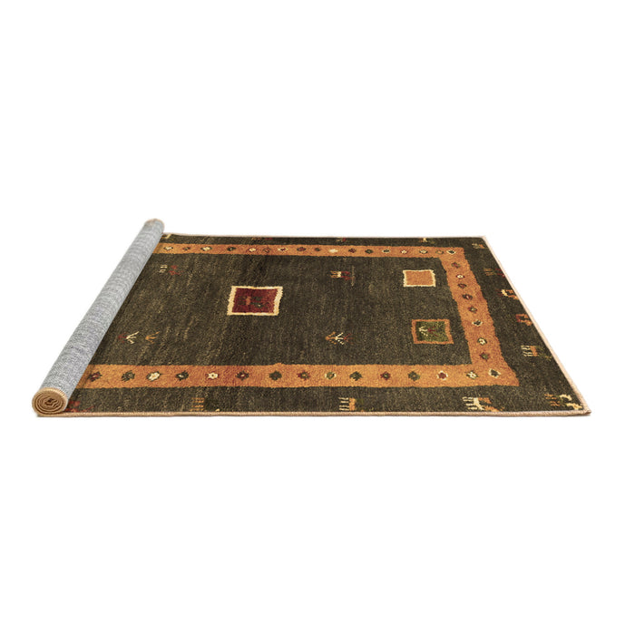 Sideview of Machine Washable Abstract Brown Contemporary Rug, wshcon2883brn