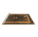 Sideview of Machine Washable Abstract Brown Contemporary Rug, wshcon2883brn