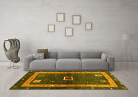 Machine Washable Abstract Yellow Contemporary Rug, wshcon2883yw