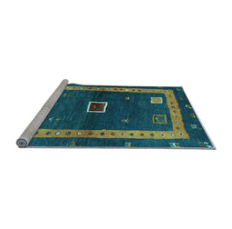 Sideview of Machine Washable Abstract Light Blue Contemporary Rug, wshcon2883lblu