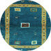 Round Abstract Light Blue Contemporary Rug, con2883lblu