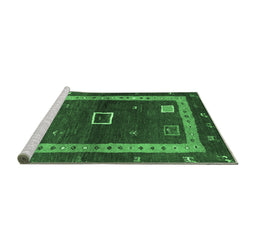 Sideview of Machine Washable Abstract Emerald Green Contemporary Area Rugs, wshcon2883emgrn