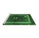 Sideview of Machine Washable Abstract Emerald Green Contemporary Area Rugs, wshcon2883emgrn