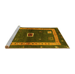 Sideview of Machine Washable Abstract Yellow Contemporary Rug, wshcon2883yw