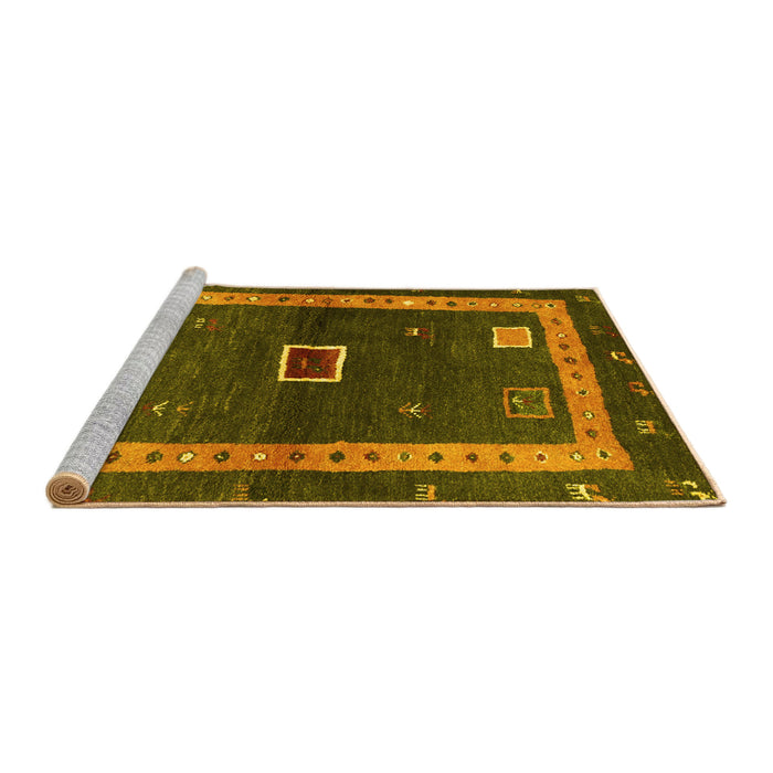 Sideview of Machine Washable Abstract Yellow Contemporary Rug, wshcon2883yw