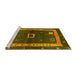 Sideview of Machine Washable Abstract Yellow Contemporary Rug, wshcon2883yw